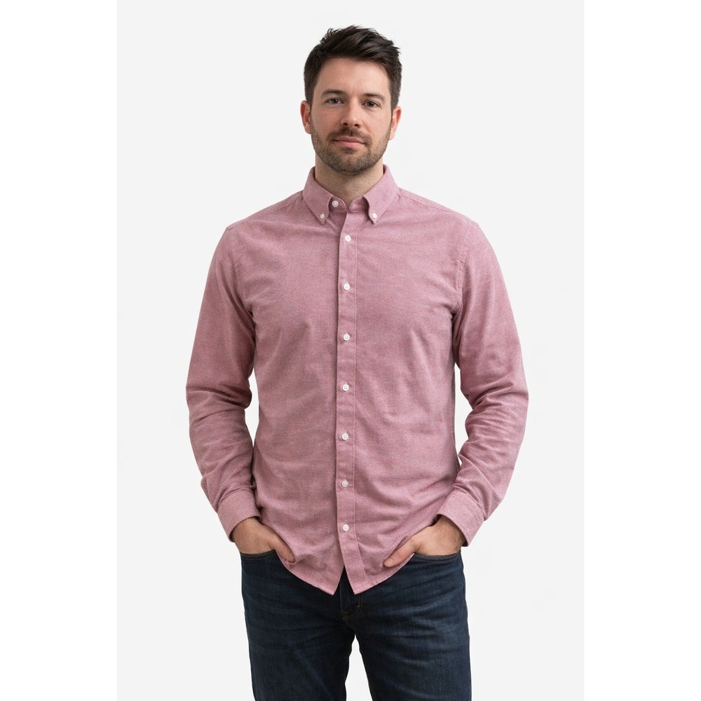 UNTUCKit Mens Large Red Textured Button Down‎ Long Sleeve Office casual Preppy